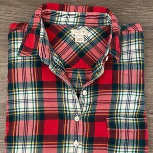 J Crew Women's Plaid Flannel Popover Button Down